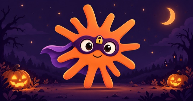 Good Claude: the Claude spark in a purple hero mask with a padlock and cape.